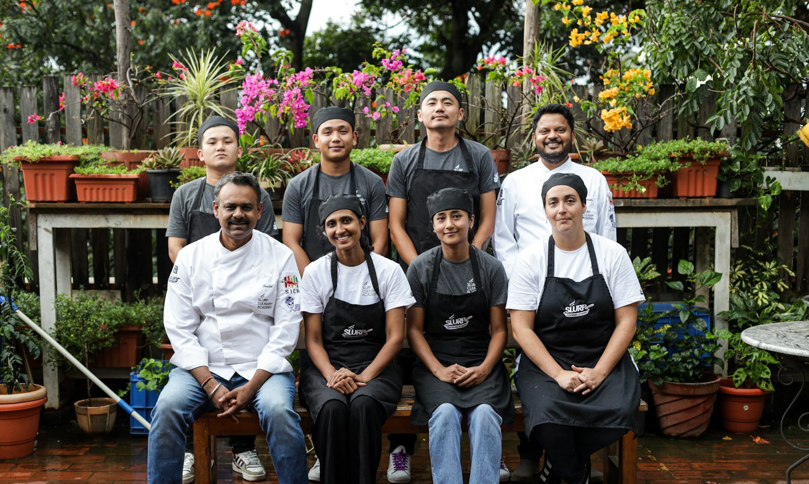 Hospitality team smiling together