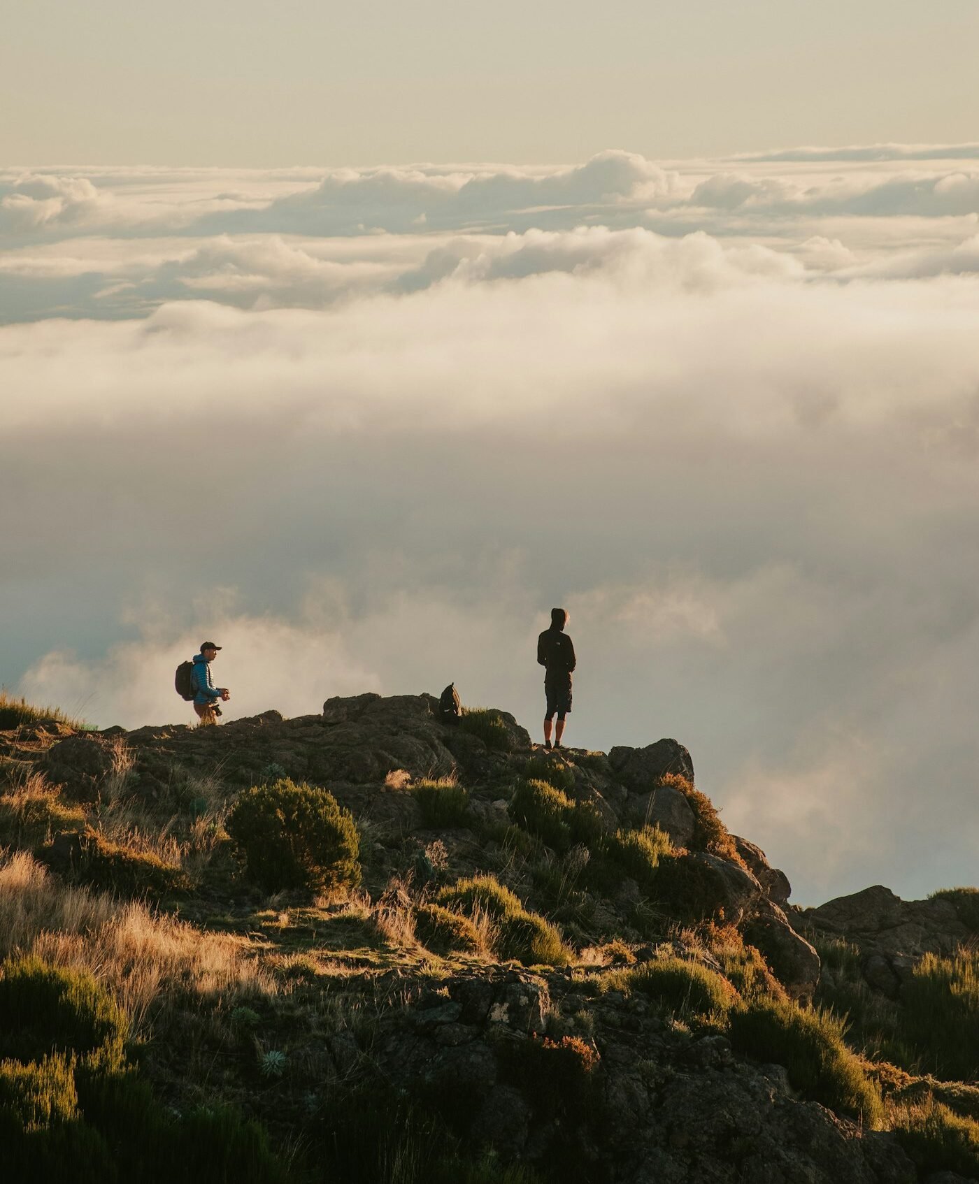 Hikers on a mountain trail in Madeira