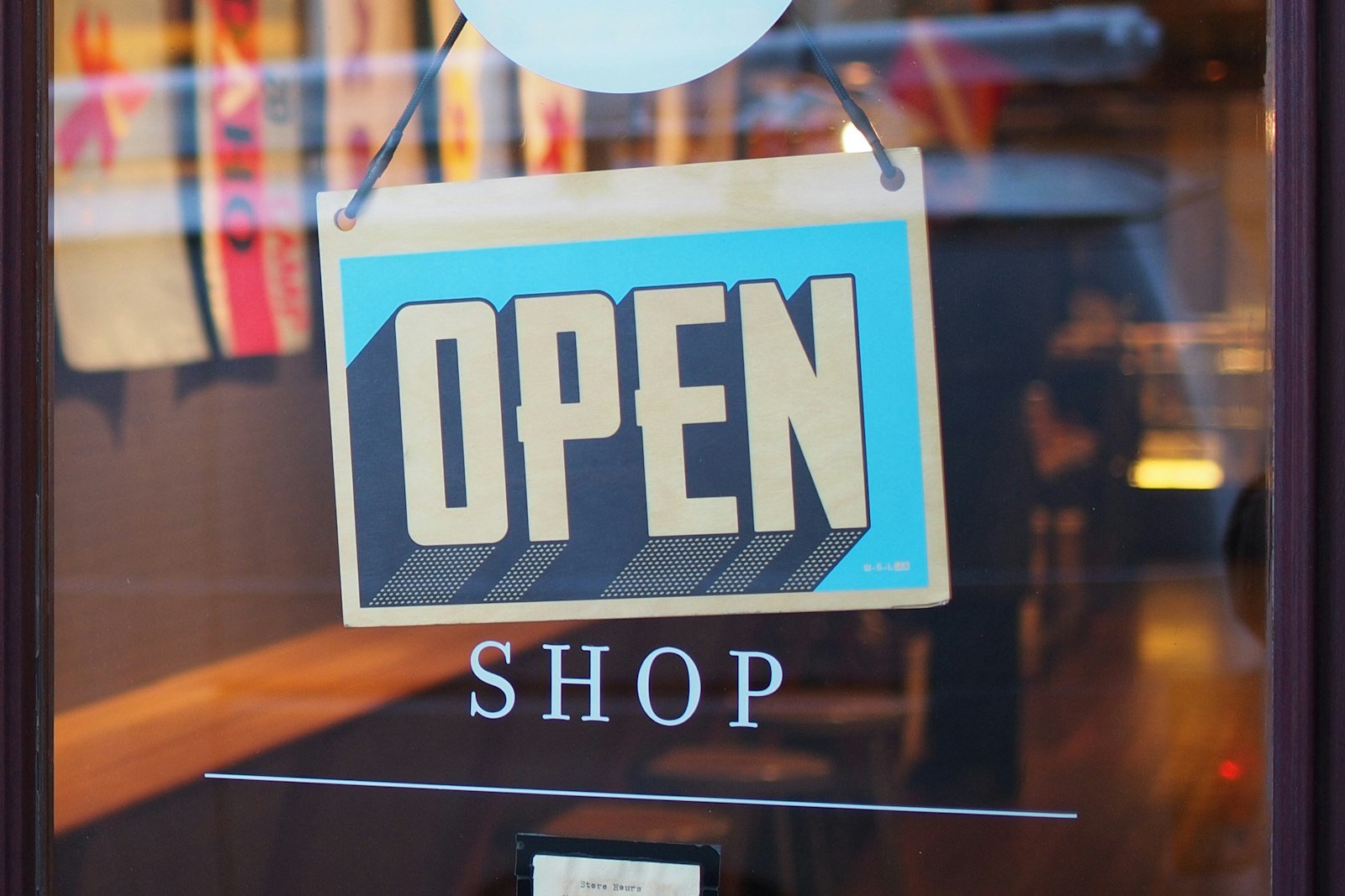 Open sign on a new small business