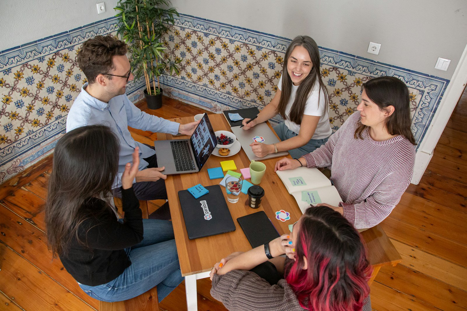 Team workshop around a table